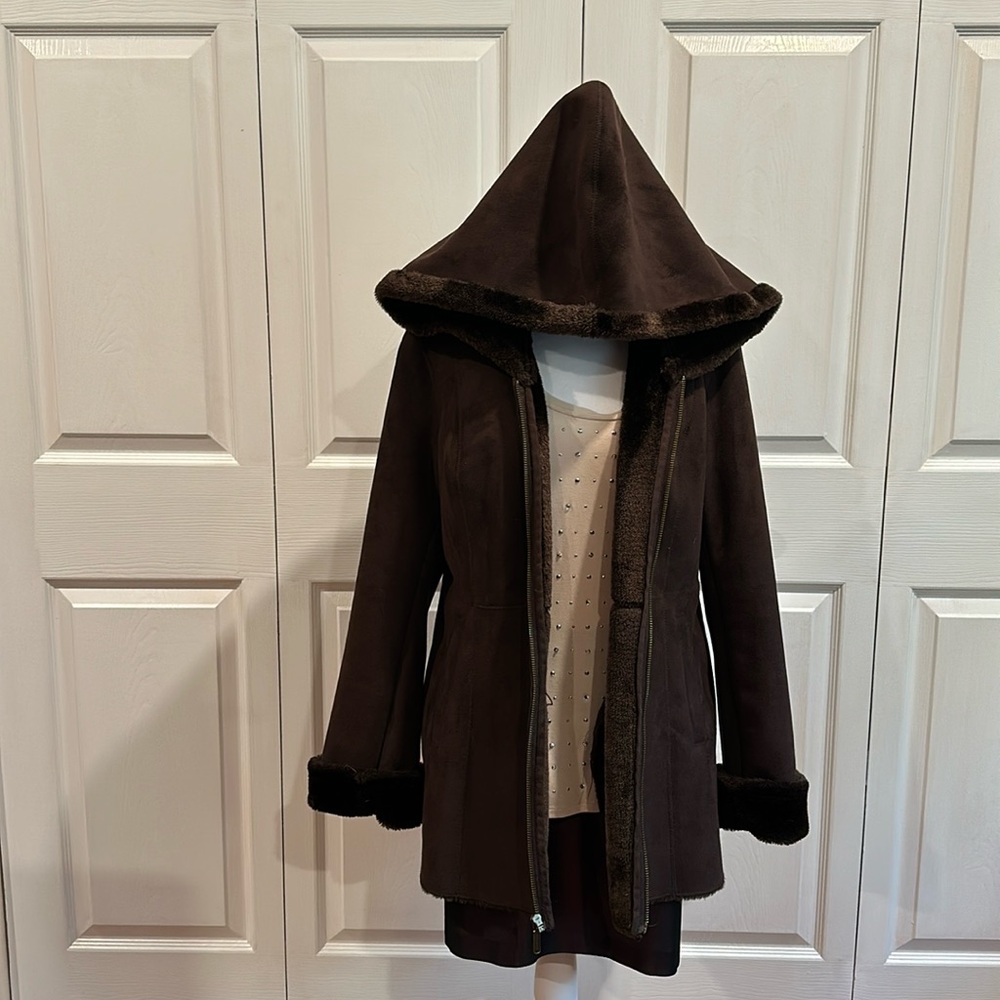 Coldwater Creek size 8 faux suede and fur jacket in excellent condition.